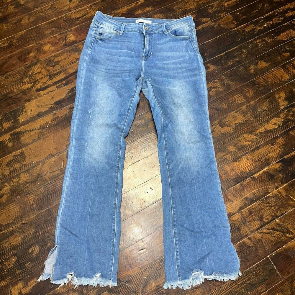 Kancan flared distressed frayed size 14 trendy jeans